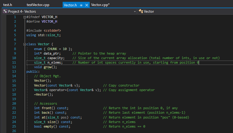 I need to implement a Vector class in C++ using an | Chegg.com