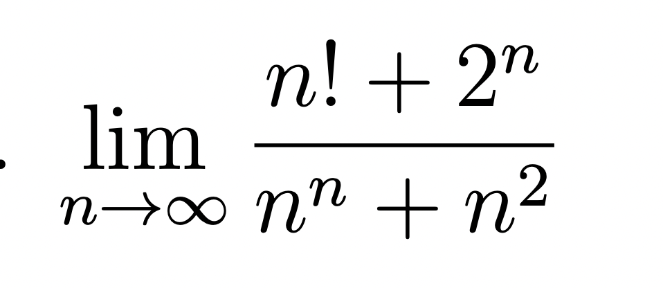 Solved limn→∞nn+n2n!+2n | Chegg.com