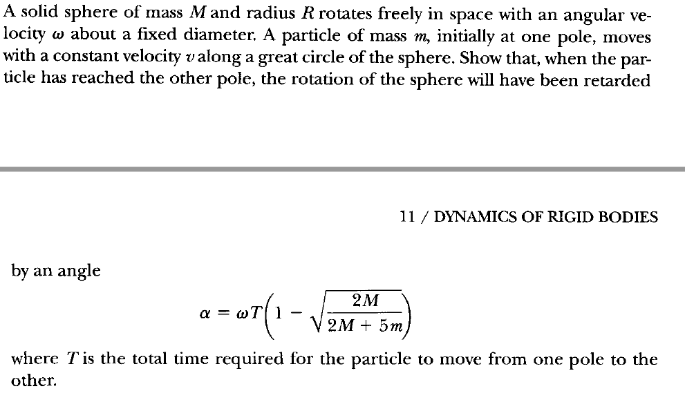 Solved A solid sphere of mass M and radius R rotates freely | Chegg.com