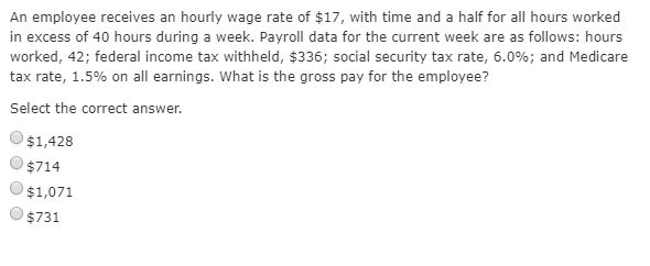 Solved An employee receives an hourly wage rate of $17, with | Chegg.com