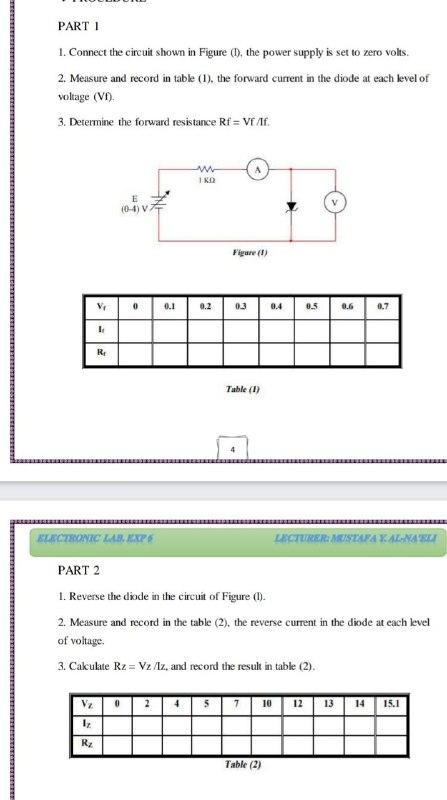Solved PART 1 1. Connect the circuit shown in Figure 1), the | Chegg.com