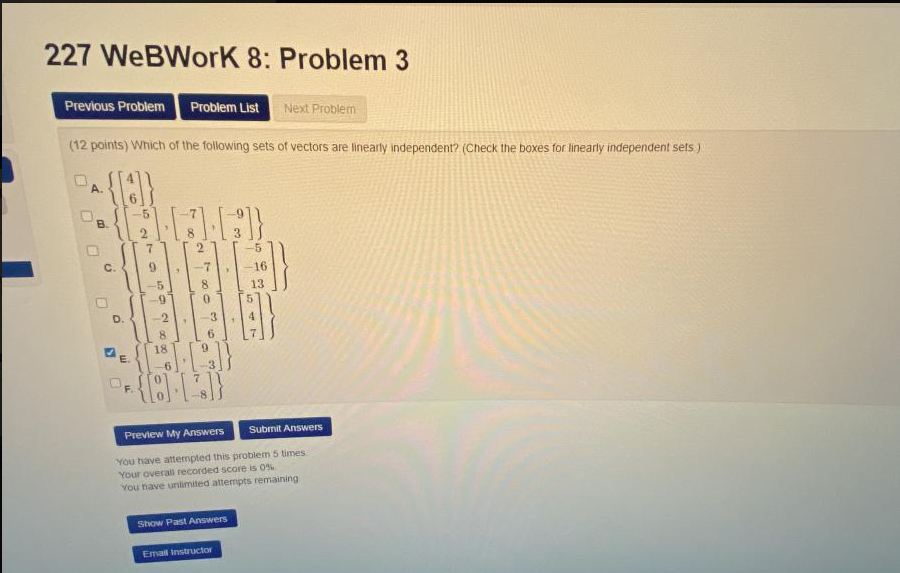 Solved 227 WebWork 8: Problem 3 Previous Problem Problem | Chegg.com