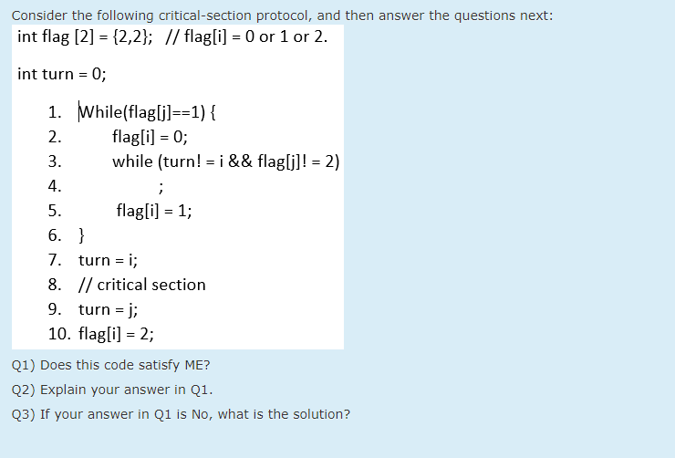 Solved Consider The Following Critical-section Protocol, And | Chegg.com