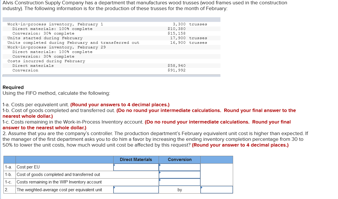 Solved URGENT IN 30 MINUTES Alvis Construction Supply
