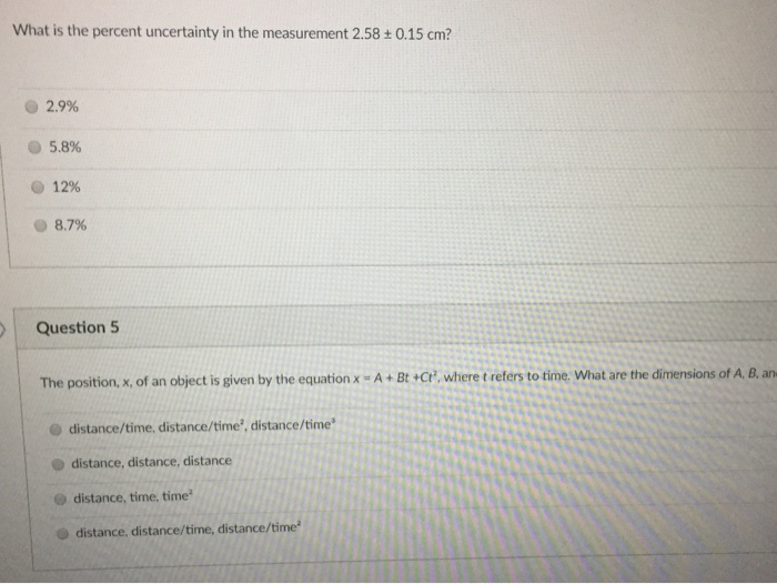 Solved What is the percent uncertainty in the measurement | Chegg.com