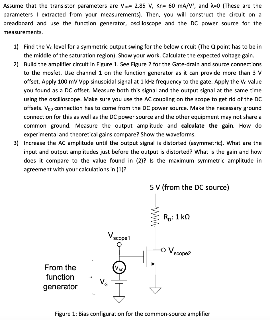 Solved Assume that the transistor parameters are VTN=2.85
