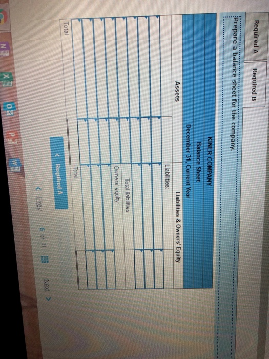 Solved The balance sheet items of Kiner Company as of