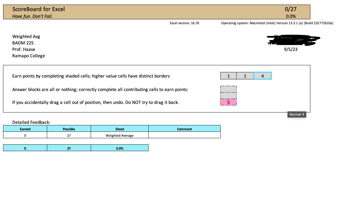 Excel version: 16.76 Operating system: Macintosh | Chegg.com