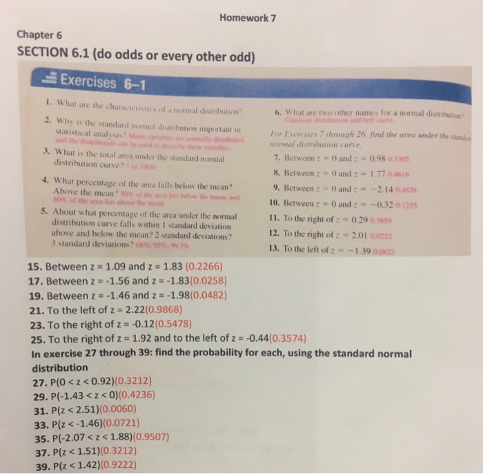 Solved What Are The Characteristics Of A Normal Chegg