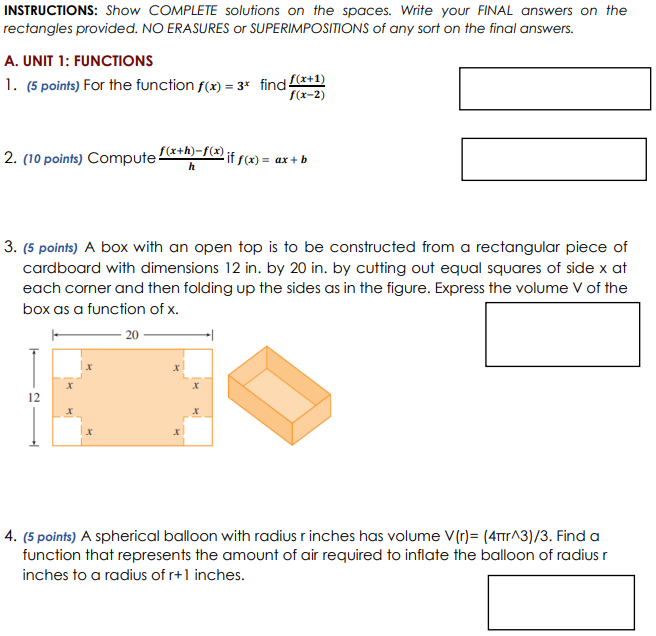 Solved INSTRUCTIONS: Show COMPLETE solutions on the spaces. | Chegg.com