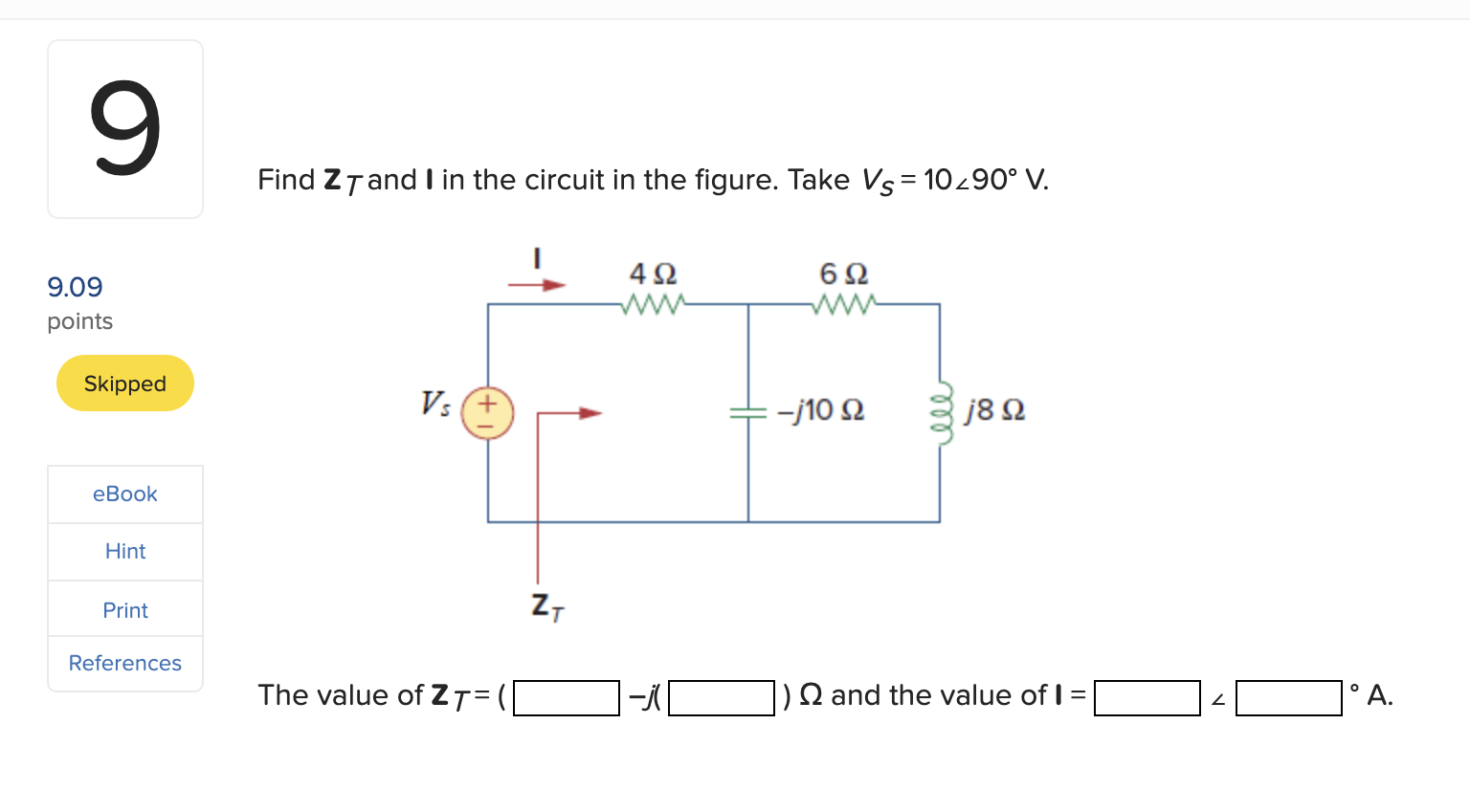 Solved Find ZT and I in the circuit in the figure. Take | Chegg.com