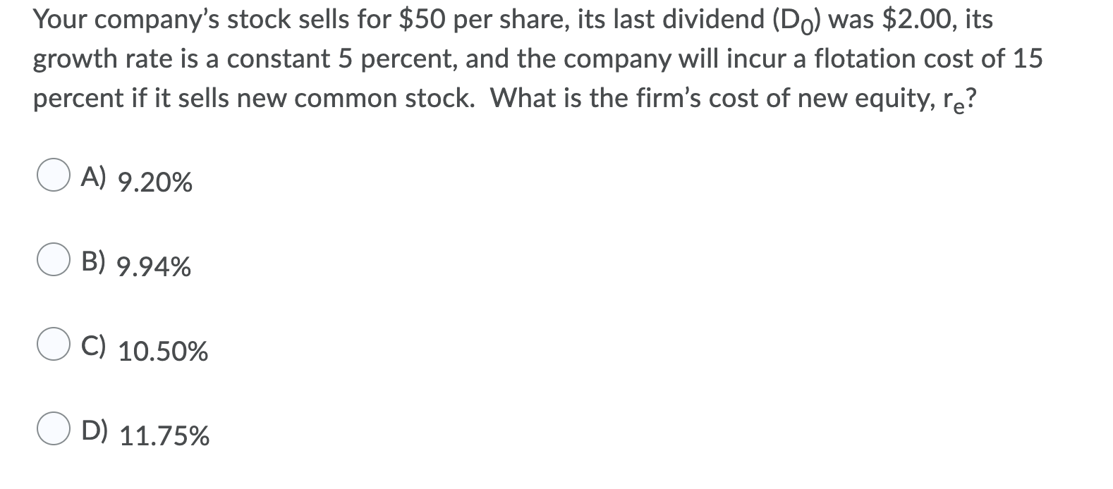 Solved Your company's stock sells for $50 per share, its | Chegg.com