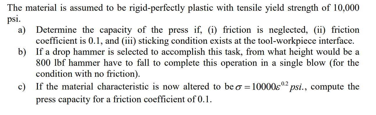 Solved 10. A rectangular workpiece of width 10 inches and | Chegg.com