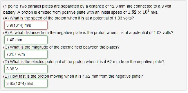 Solved (1 point) Two parallel plates are separated by a | Chegg.com