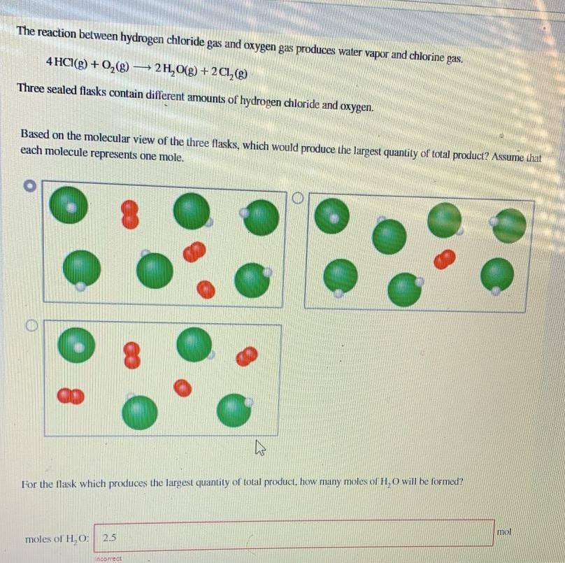 Solved The reaction between hydrogen chloride gas and oxygen