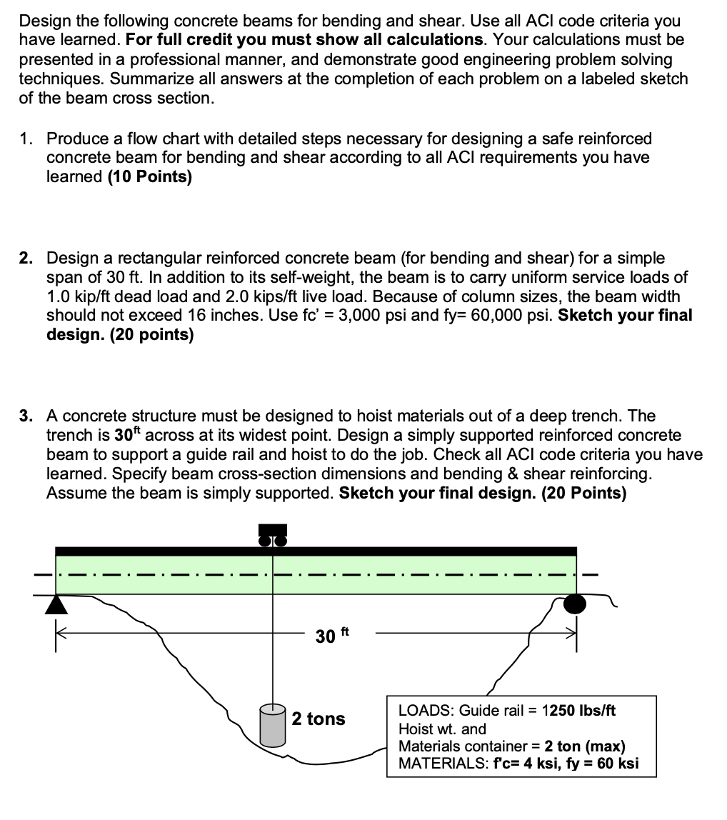 Solved Design the following concrete beams for bending and | Chegg.com