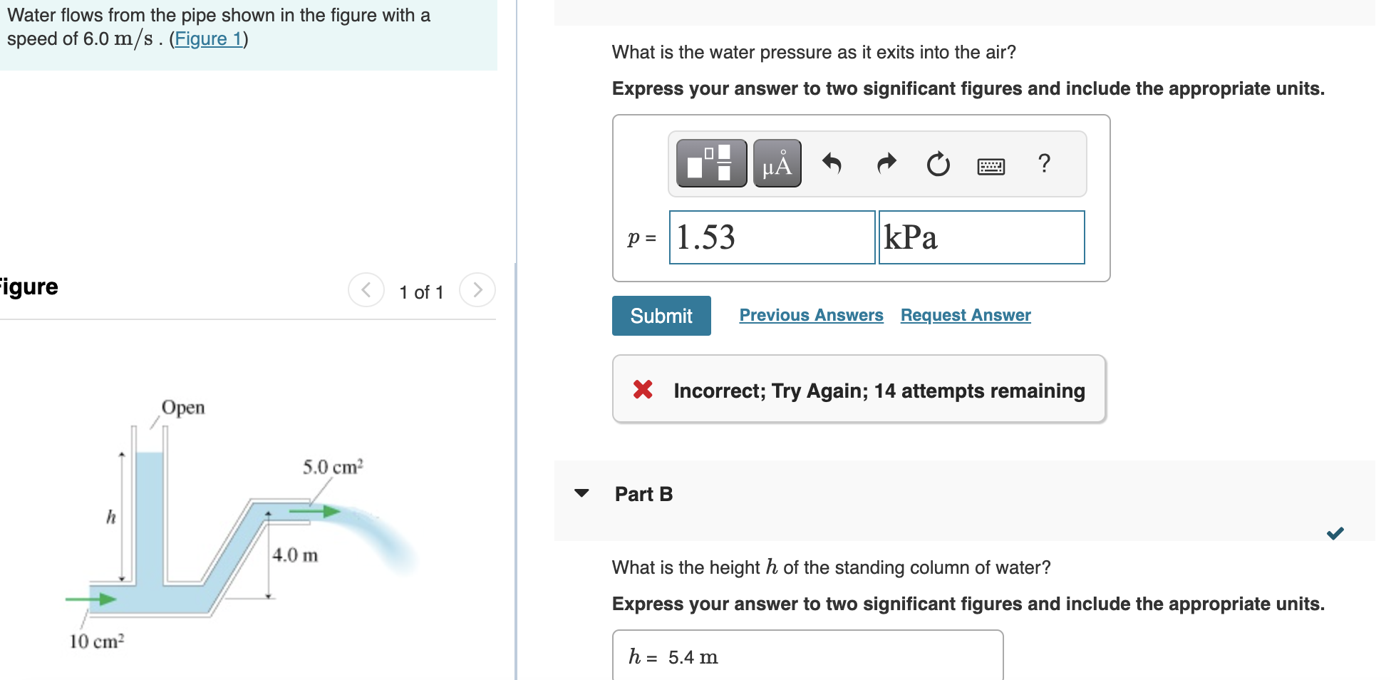 Solved Water flows from the pipe shown in the figure with a | Chegg.com