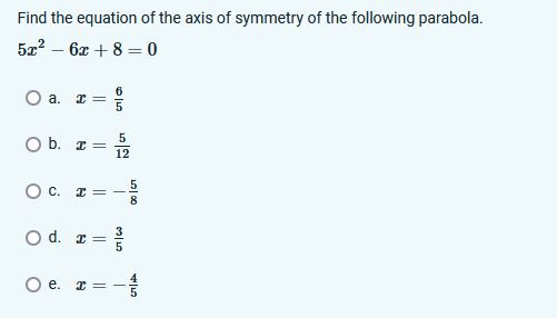 Solved Find The Equation Of The Axis Of Symmetry Of The | Chegg.com