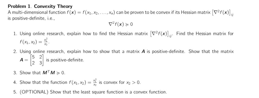 Solved Problem 1. Convexity Theory A multi-dimensional | Chegg.com
