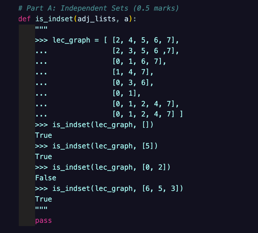 Solved Part A: Independent Sets Recall the definition of an | Chegg.com