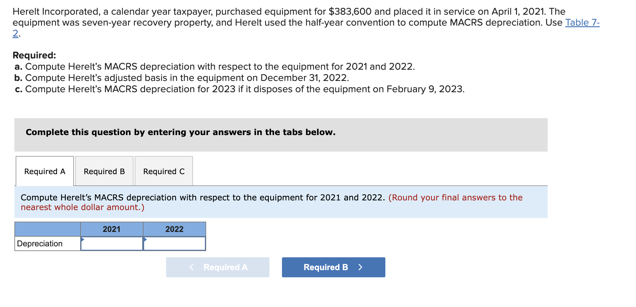 Solved Herelt Incorporated A Calendar Year Taxpayer Chegg