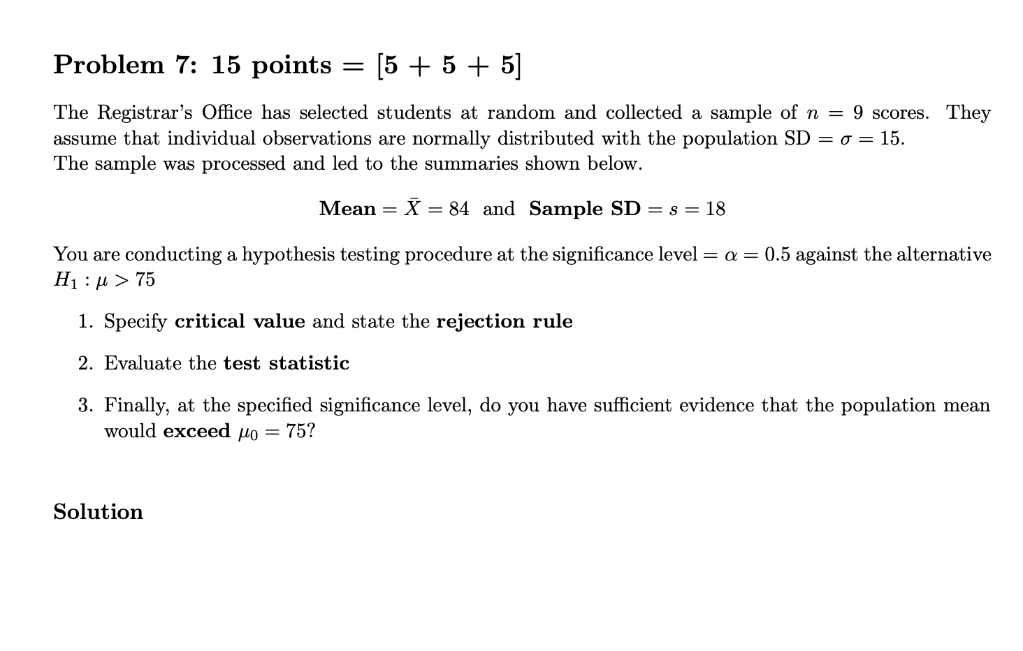 Solved Problem 7: 15 points = [5 + 5 + 5] The Registrar's | Chegg.com