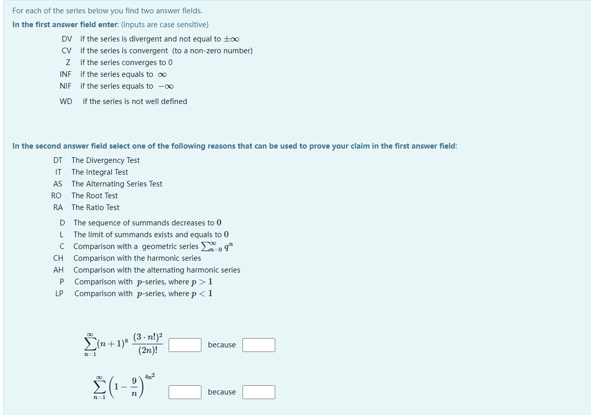 Solved For each of the series below you find two answer | Chegg.com