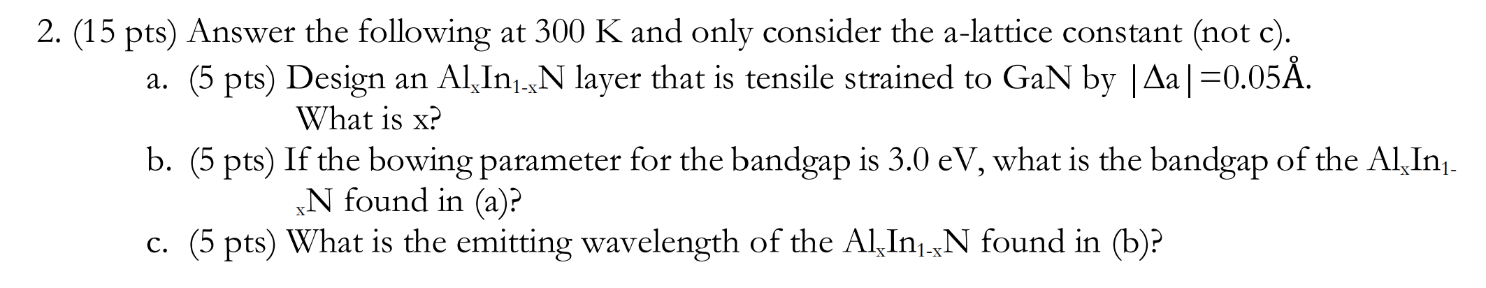 Solved 2 15 Pts Answer The Following At 300 K And Only