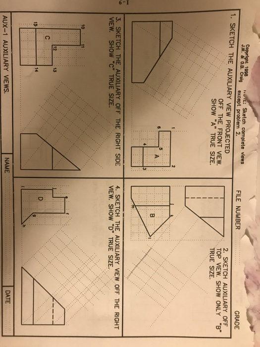 Solved 1. SKETCH THE AUXILIAIRY MEW PROJECTED OFF THE FRONT | Chegg.com