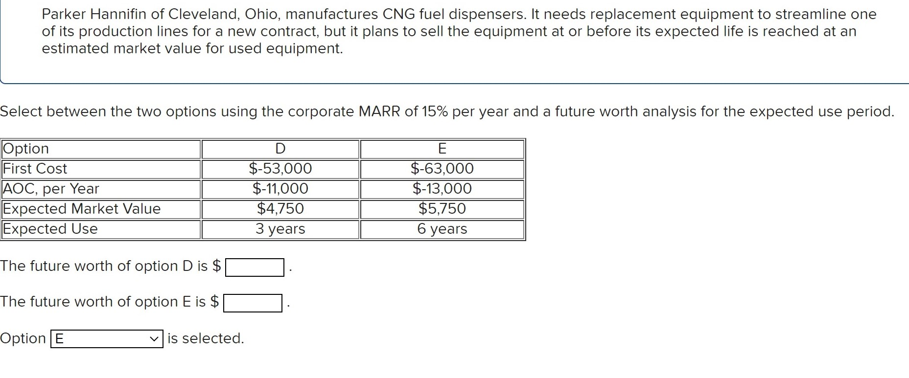 Solved Parker Hannifin of Cleveland, Ohio, manufactures CNG | Chegg.com