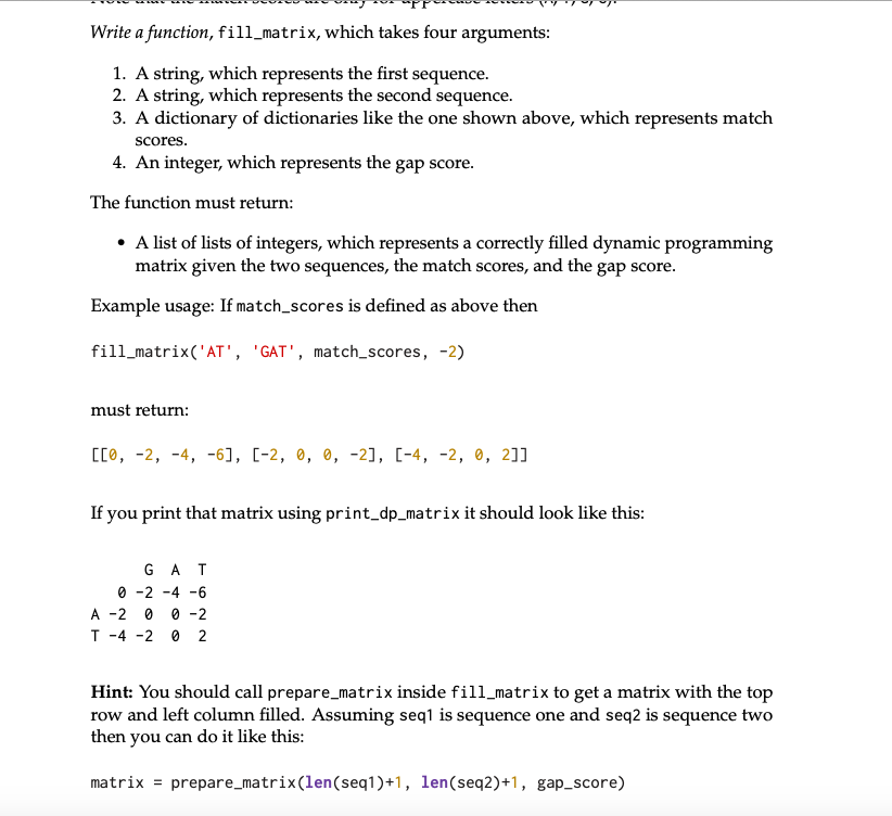 Write a function, fill_matrix, which takes four | Chegg.com