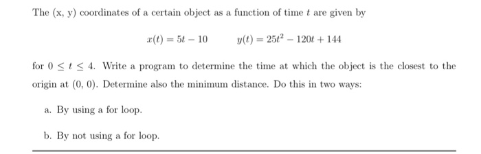 The (x, y) coordinates of a certain object as a | Chegg.com