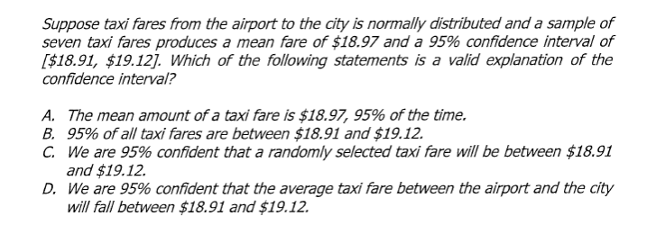 taxi fares in new york city are normally distributed