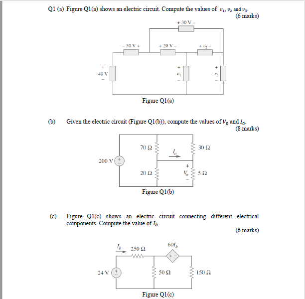 Solved Q1 (a) Figure Q1(a) shows an electric circuit. | Chegg.com