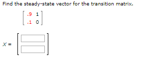 Solved Find the steady-state vector for the transition | Chegg.com