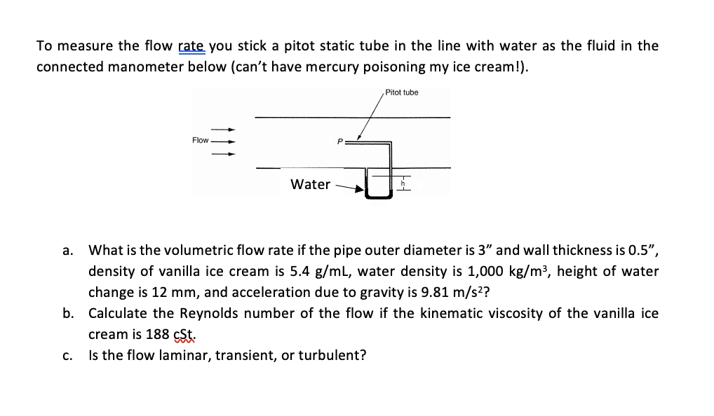 Solved To measure the flow rate you stick a pitot static | Chegg.com