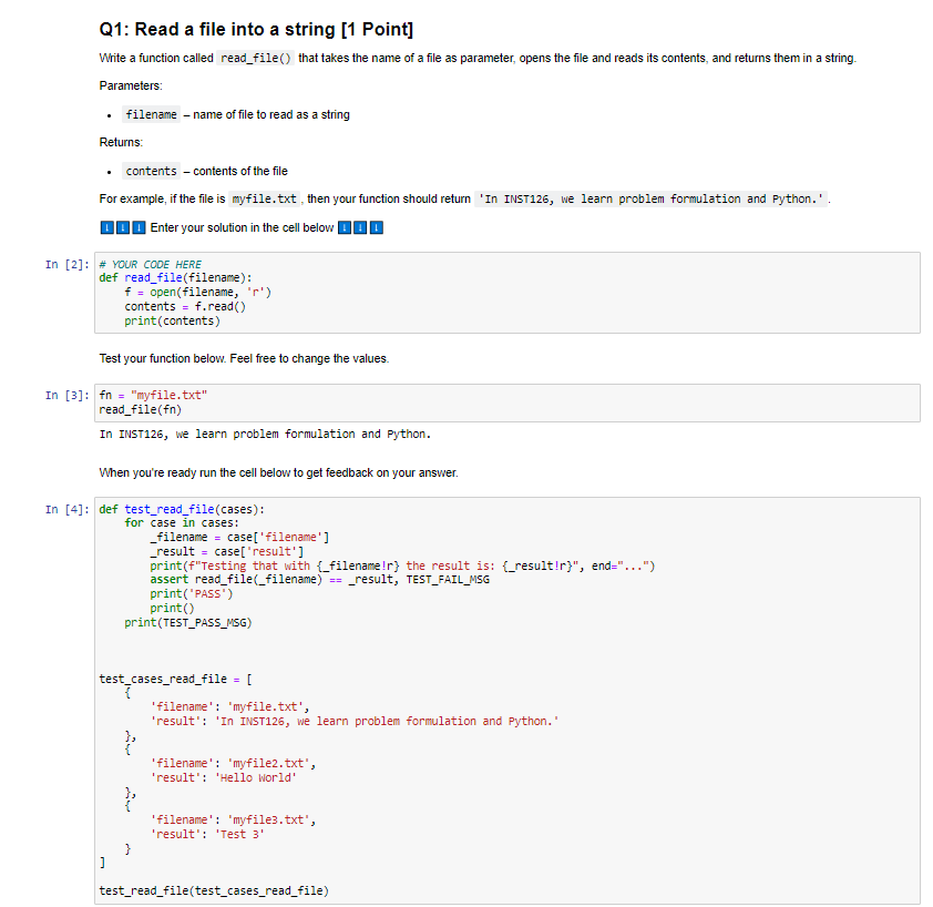 Solved Q1: Read A File Into A String [1 Point] Write A | Chegg.Com