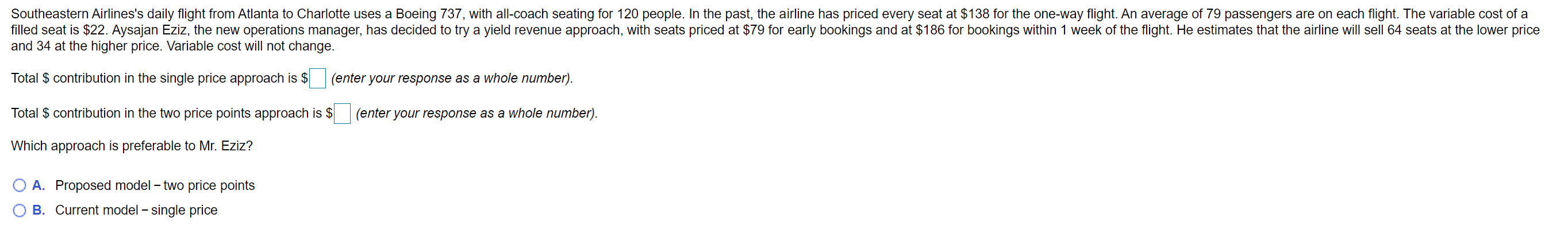 Southeastern Airlines's daily flight from Atlanta to | Chegg.com