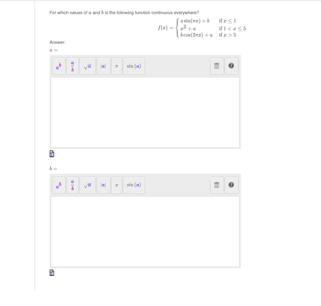 Solved For Which Values Of A And B Is The Following Function | Chegg.com