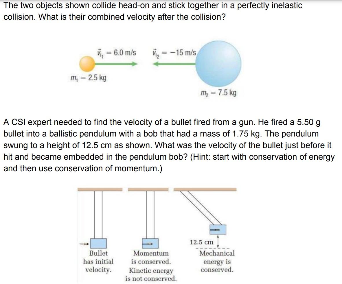 Solved The Two Objects Shown Collide Head-on And Stick | Chegg.com