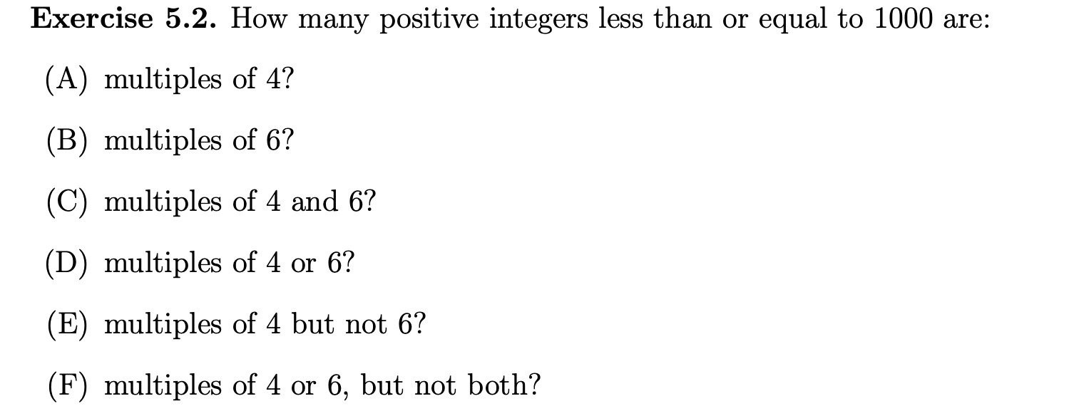 Solved Exercise 5.2. How many positive integers less than or | Chegg.com
