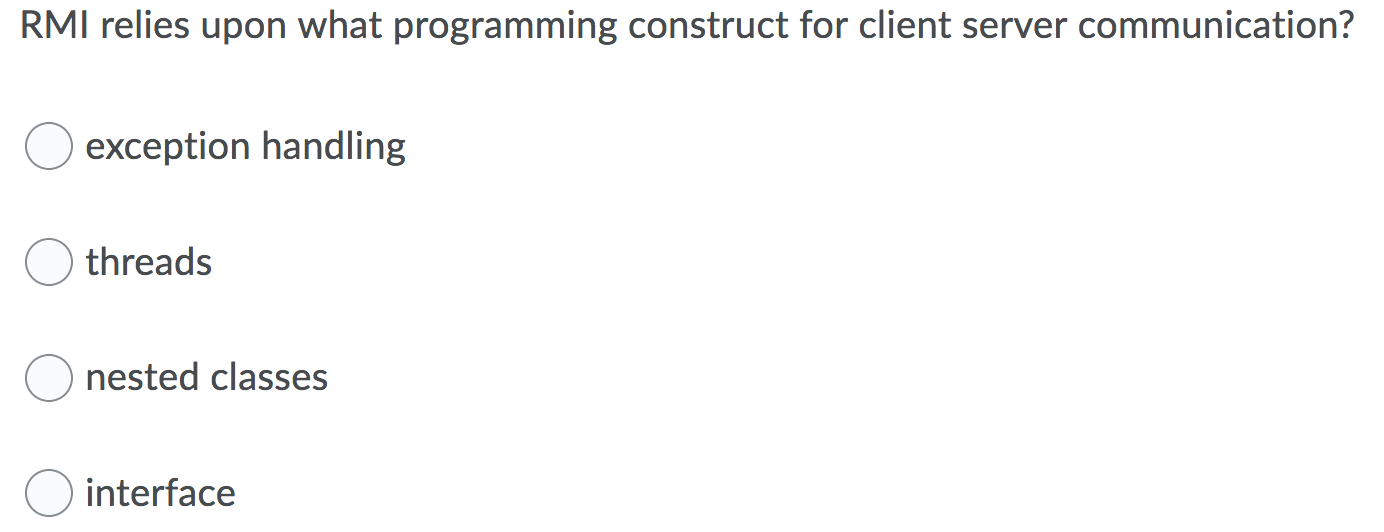 Solved What class is used by Java to create the remote RMI | Chegg.com