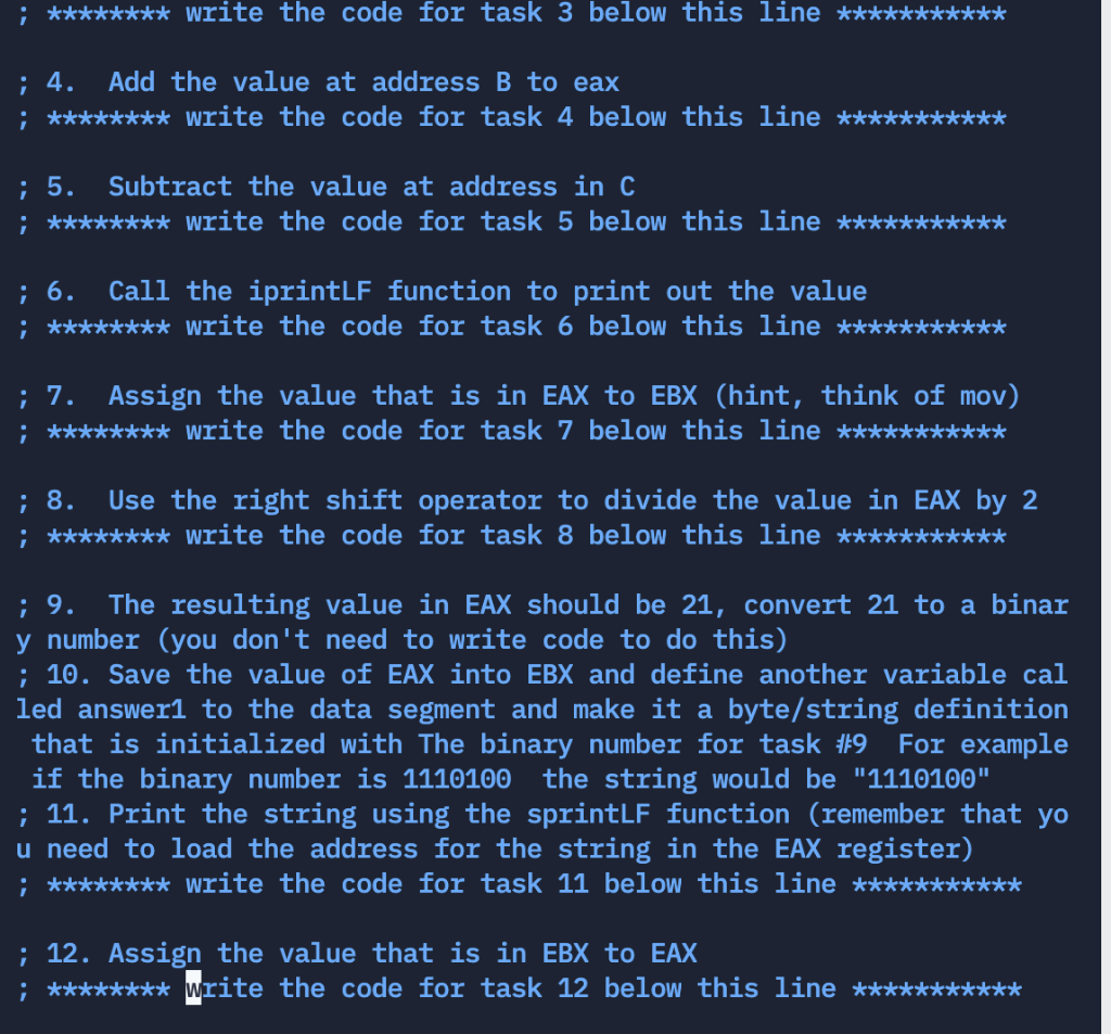 Solved ; ******** write the code for task 3 below this line | Chegg.com