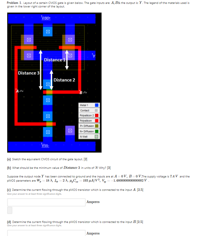 Problem 1. Layout of a certain CMOs gate is given | Chegg.com