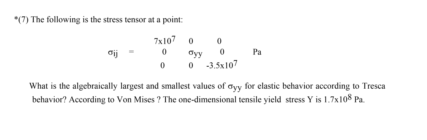 Solved *(7) The following is the stress tensor at a point: | Chegg.com