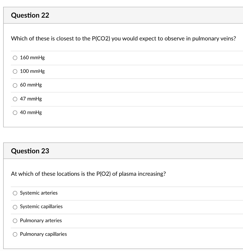 Solved Question 22 Which of these is closest to the P(CO2) | Chegg.com