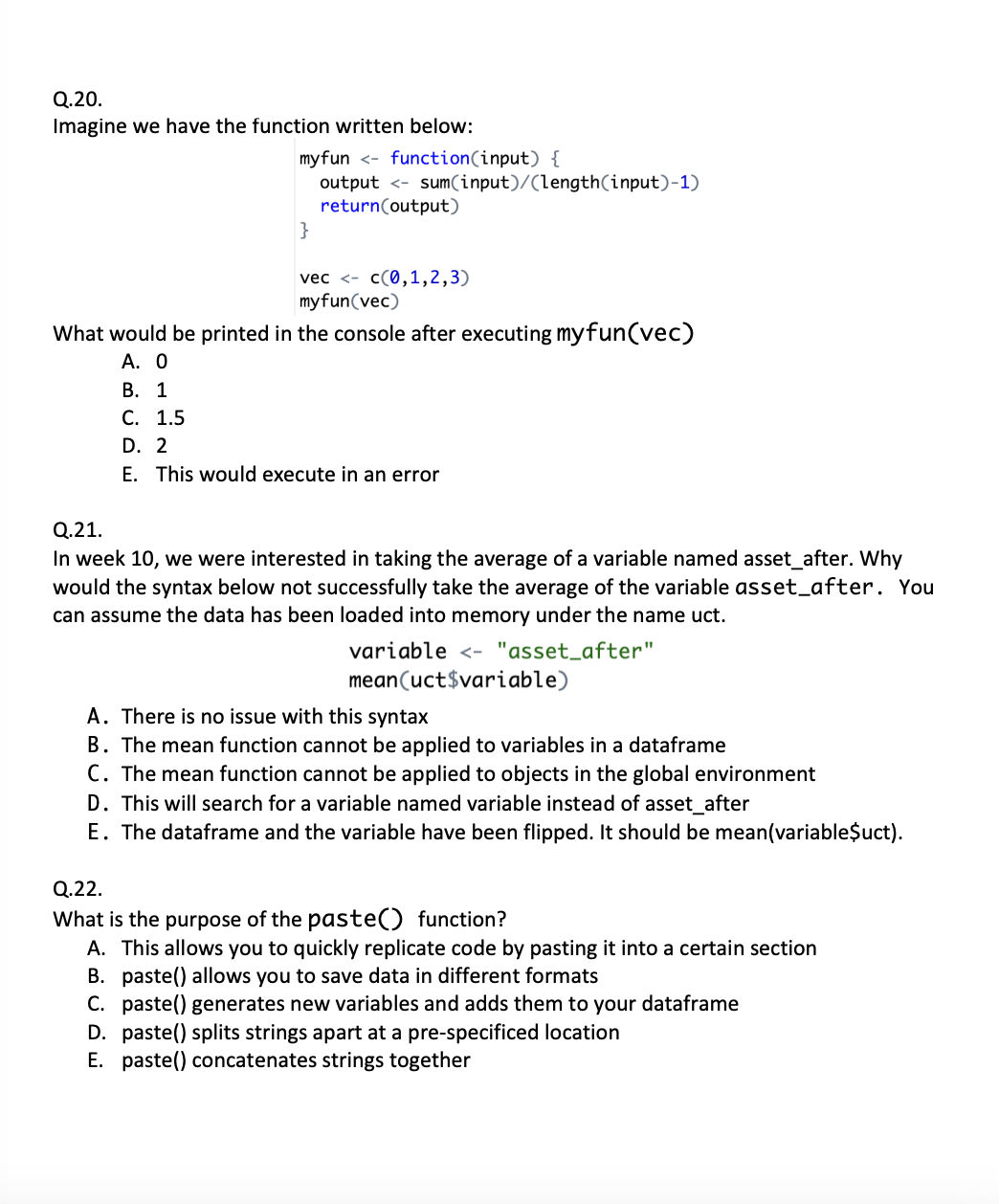 Solved All questions on this page relate to the data frame | Chegg.com