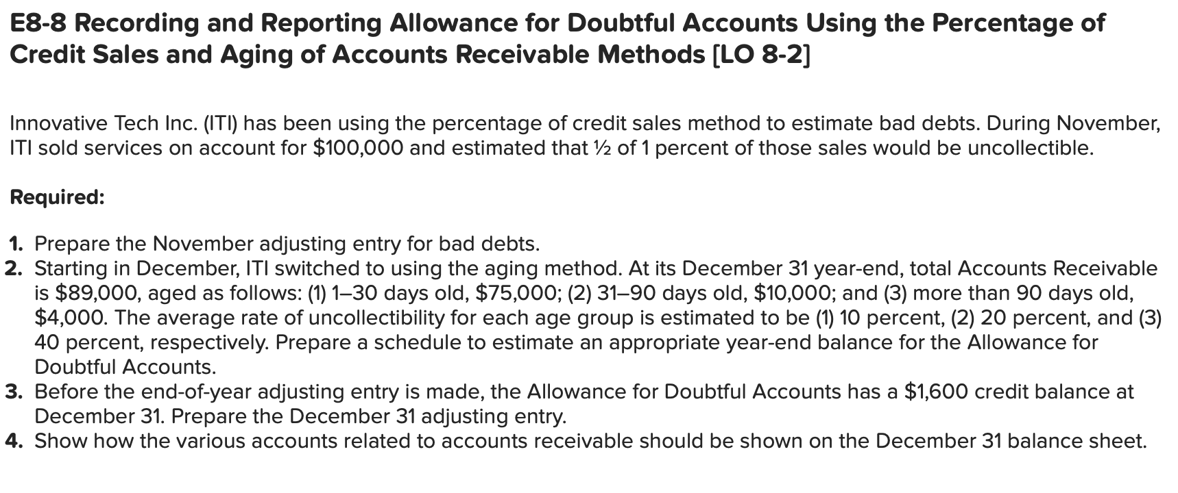Solved Record the adjusting entry for bad debts as of