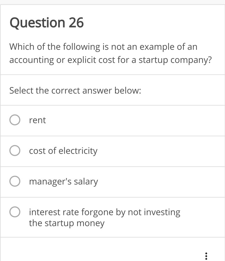 Solved Question 26 Which Of The Following Is Not An Example | Chegg.com