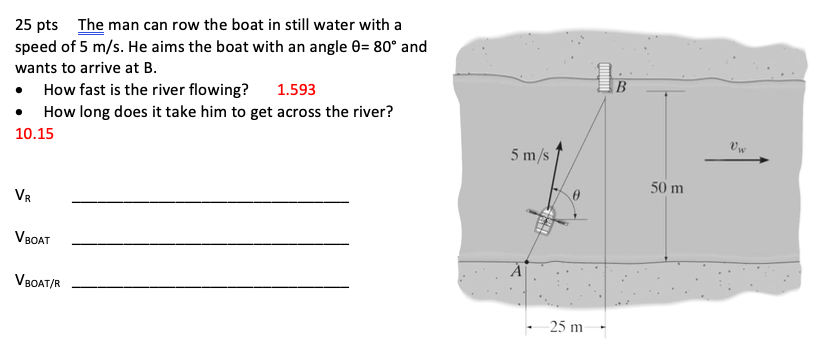 Solved 25 pts The man can row the boat in still water with a